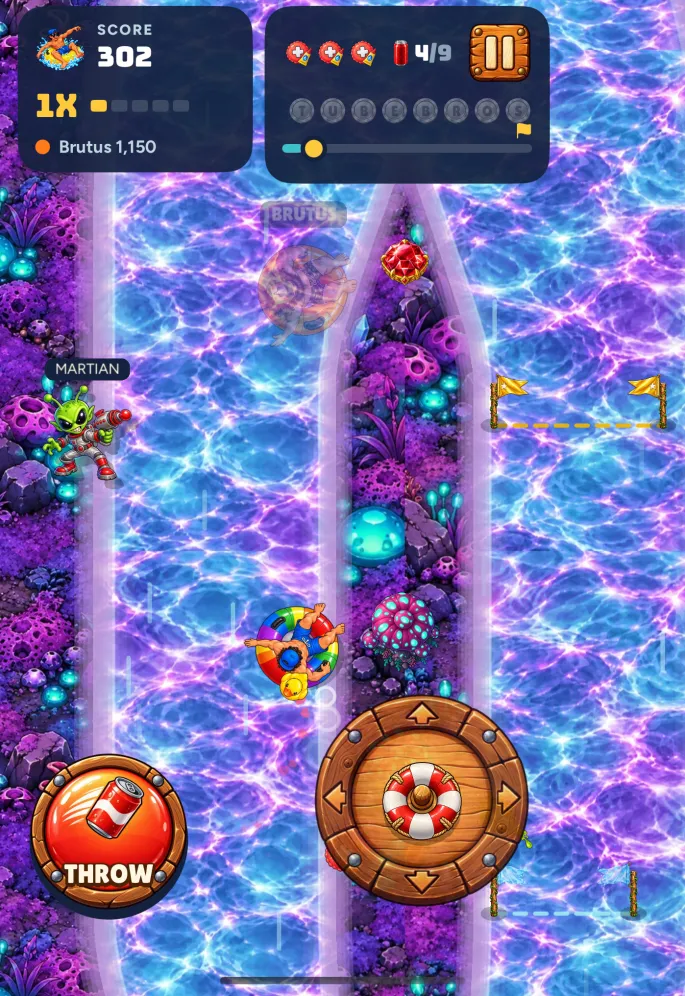 Tube Bros Alien Rapids on iPhone Duo's outer screen