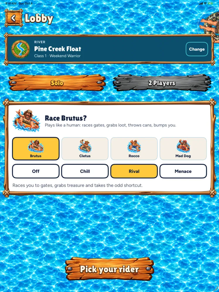 Tube Bros lobby on iPad